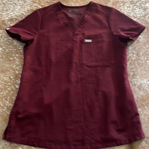 Figs X Small Technical Burgundy Wine Scrub Top